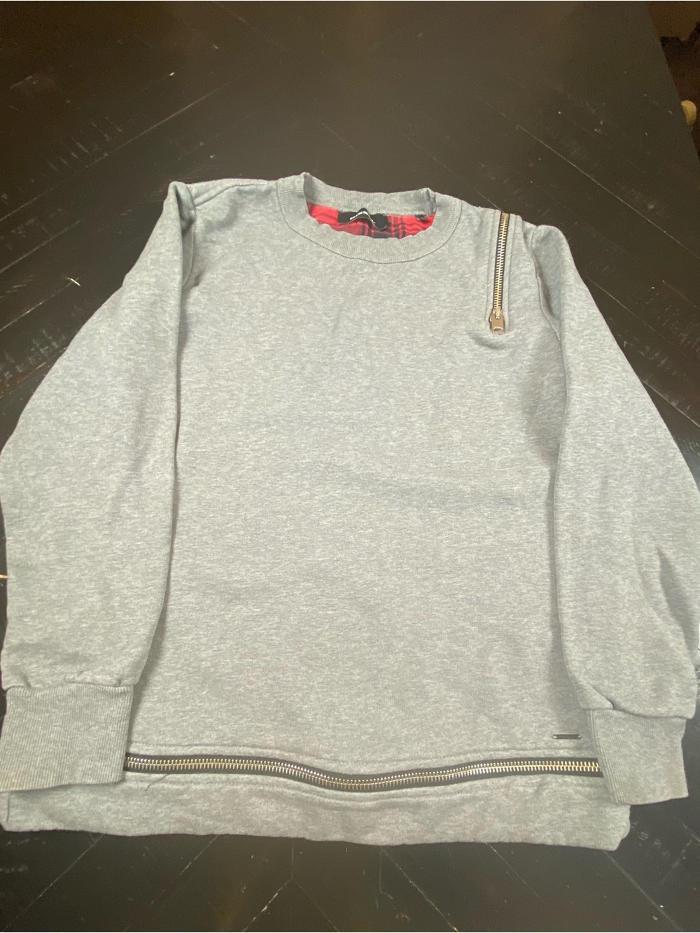 Diesel Gray Crewneck Sweater with Zip Accents